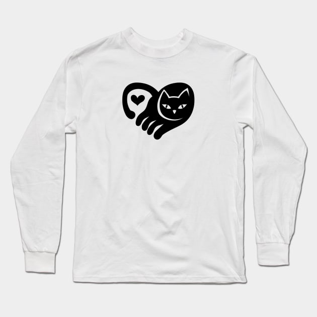 BLACK CAT HEART Long Sleeve T-Shirt by MAYRAREINART